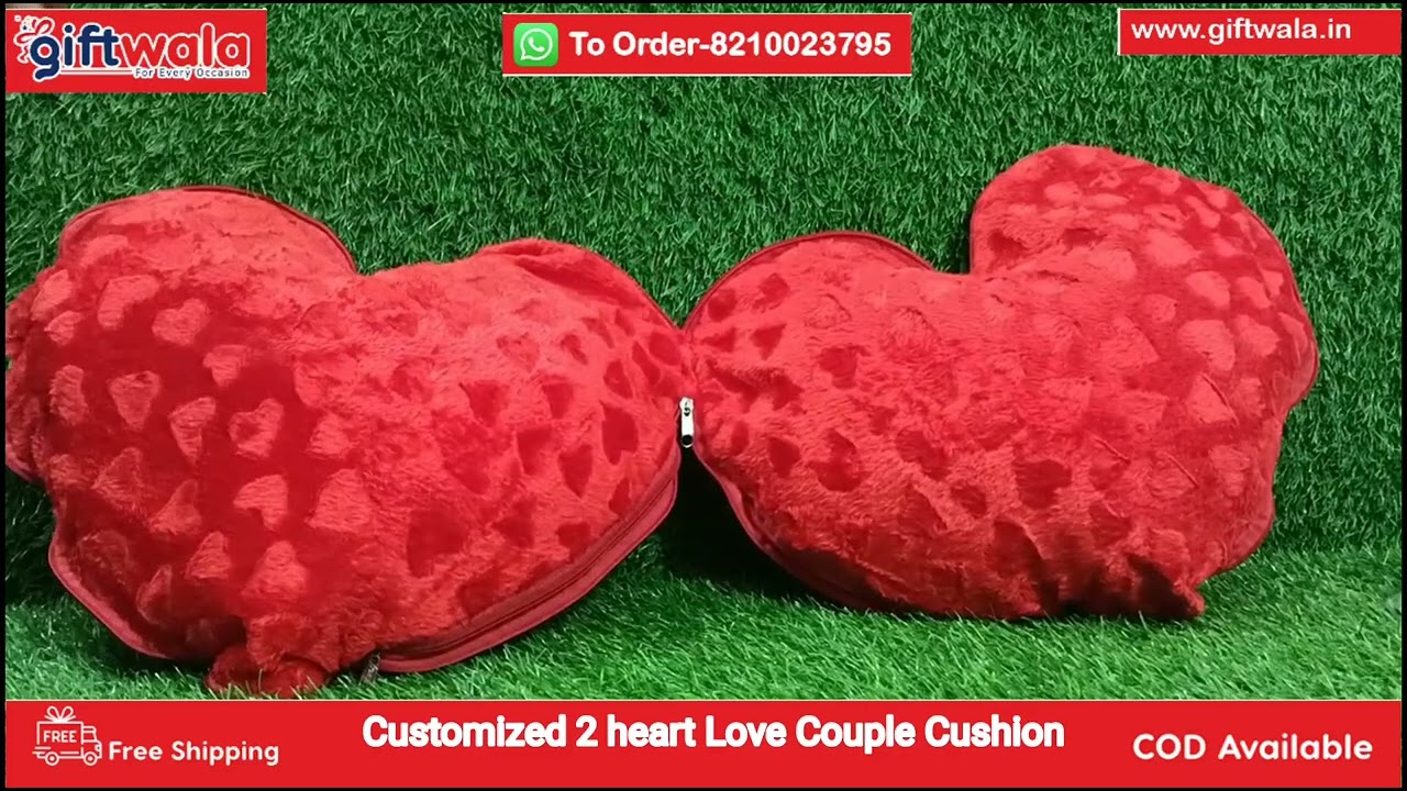 Sublimation Customized 2 in 1 heart Love Couple Cushion | Cushion | Couple Cushion