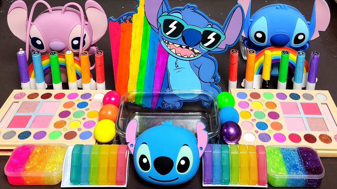 ASMR Raimbow Stitch Slime Mixing Random Into Slime! Satisfying Slime#ASMR#Slime#satisfying