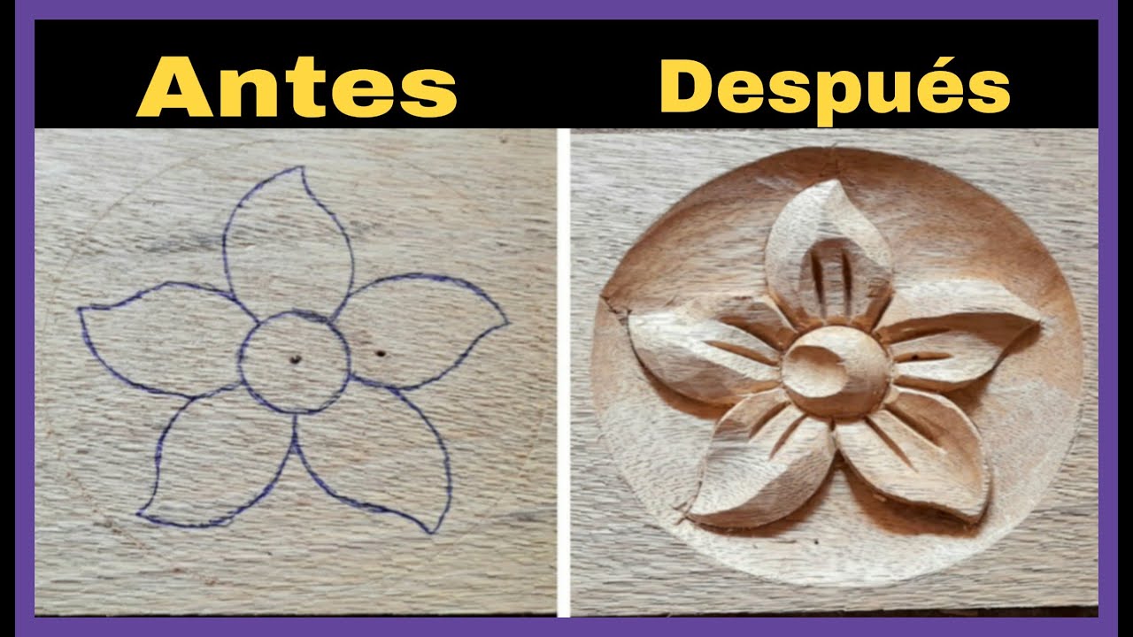 Como hacer una Flor tallado en madera a mano desde cero, Paso a Paso (Principiantes)