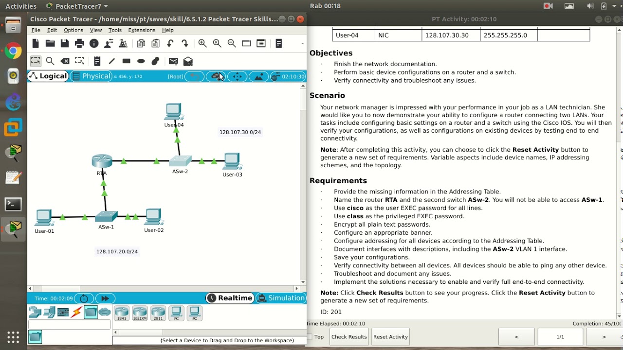 6.5.1.2 Packet Tracer - Skills Integration Challenge