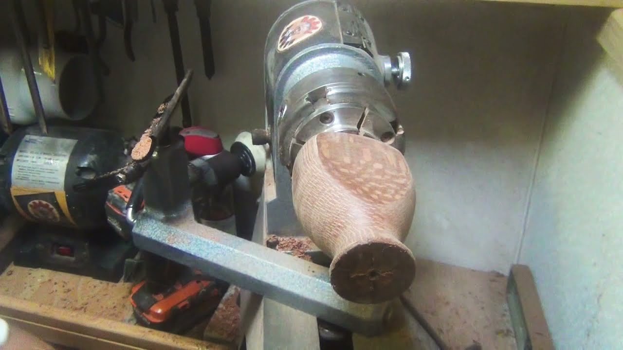 Woodturning a Macadamia nut vase in rough waters