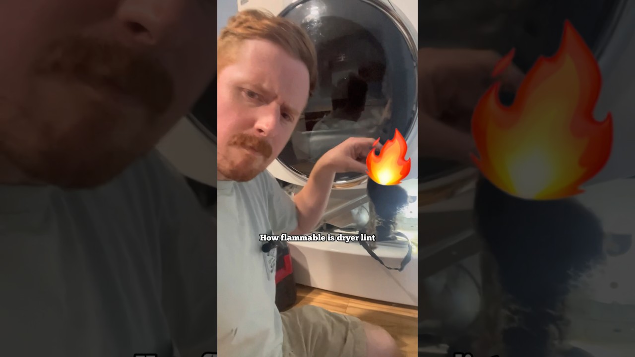 DRYER LINT: THE HIDDEN FIRE HAZARD 🔥💥 #DryerSafety #FireHazard