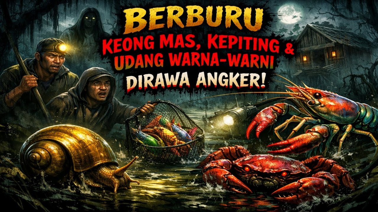MENYERAMKAN! Berburu keong mas, Kepiting, Udang Warna - Warni, (keong sawah) dirawa angker!  Eps.162