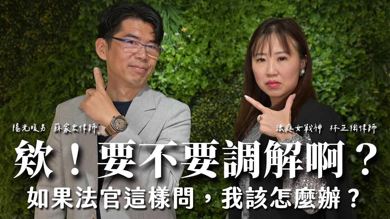 欸！要不要調解啊？如果法官這樣問，我該怎麼辦？｜法庭女戰神調解教戰守則【陽光暖男 蘇家宏律師】
