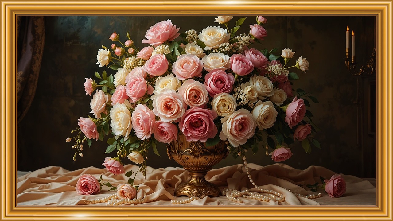 Mother&rsquo;s Day Luxury 🌸 Peonies & Ivory Roses | Baroque Still Life 4K