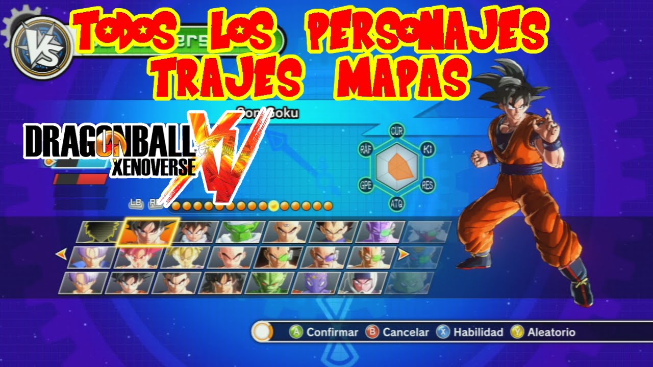 Dragon Ball Xenoverse : Todos Los Personajes, Trajes, Mapas (All characters, Costumes and Stages)