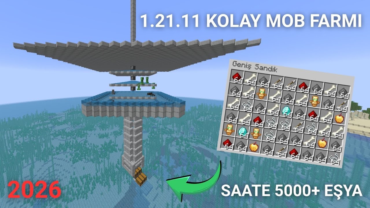 Minecraft Mob Farmı Nasıl Yapılır? 1.21.11 Java - Saate 5000 Eşya