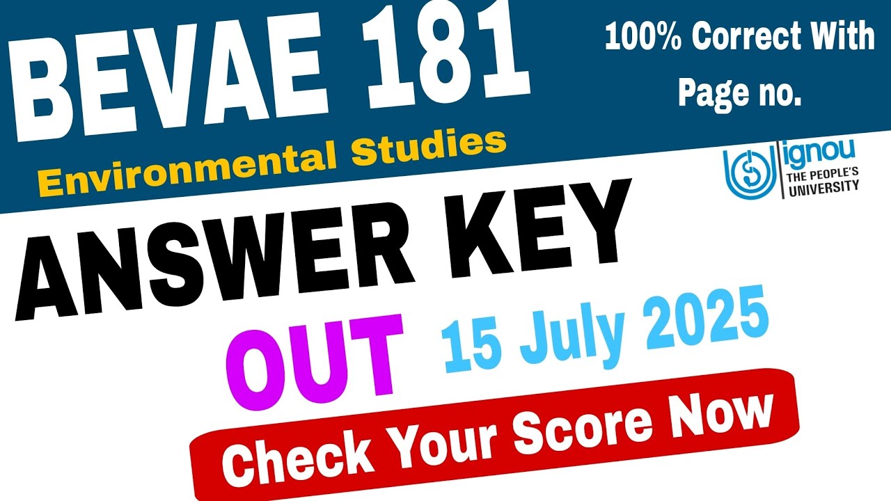 BEVAE 181 June 2025 Answer key | Bevae 181 Answer key today | 