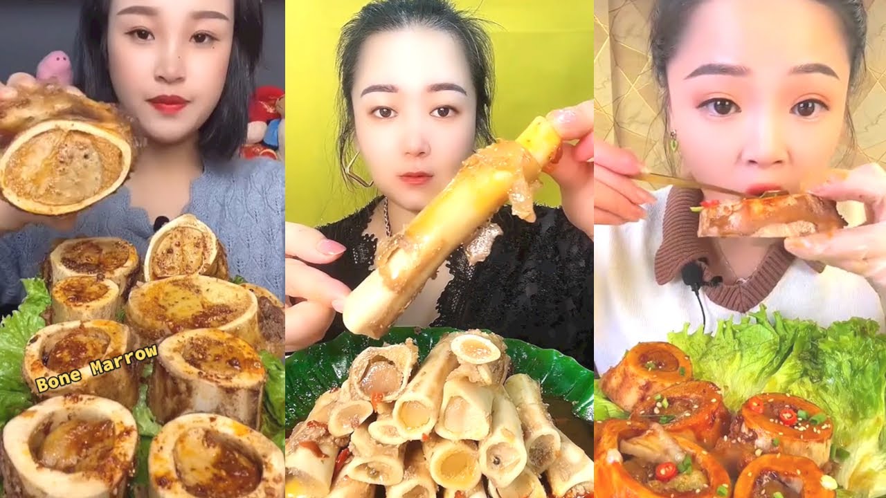 Dessert Chinese Mukbang Eating Show | Red beef bone marrow | Beef Bone Marrow Challenge #31(P91-P93)