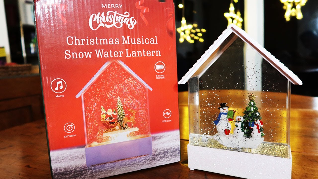 Elegear Christmas Musical Snow Globe with Swirling Water Glitter Lantern