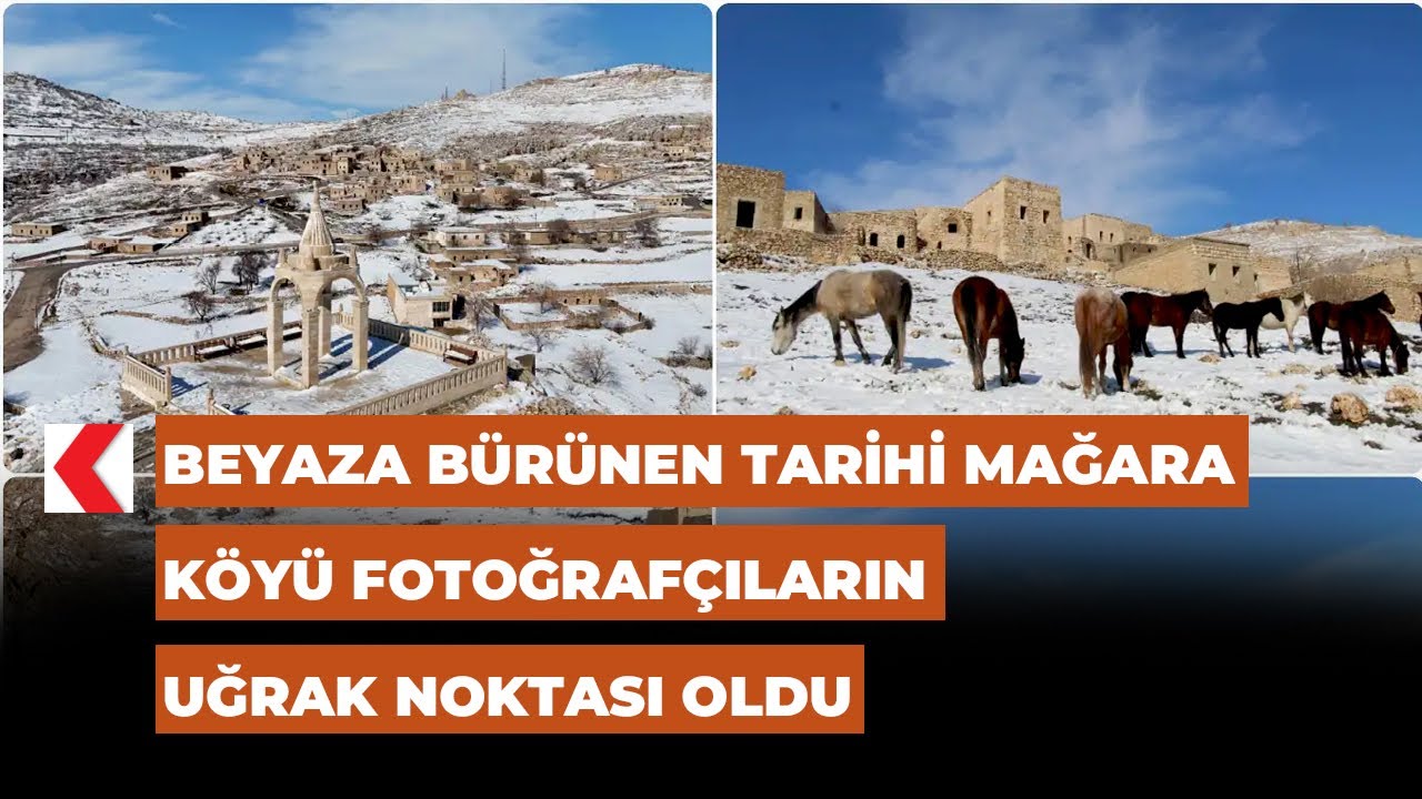 Beyaza bürünen tarihi Mağara Köyü fotoğrafçıların uğrak noktası oldu