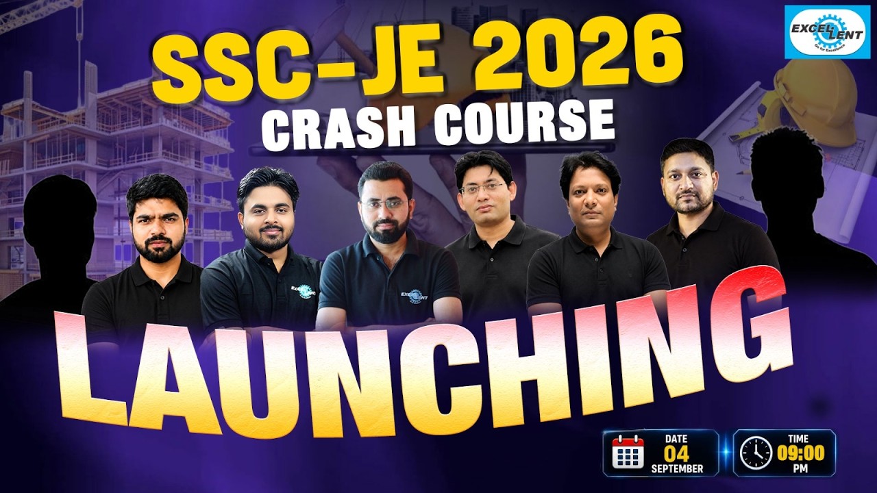 🔥 SSC JE 2026 CRASH COURSE LAUNCHING 🚀| 04 September | 09:00 PM | #excellentvision #sscje