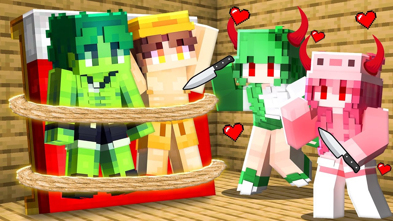 BOUND OrKsui and Uthi VS CRAZY GIRLS in Minecraft!