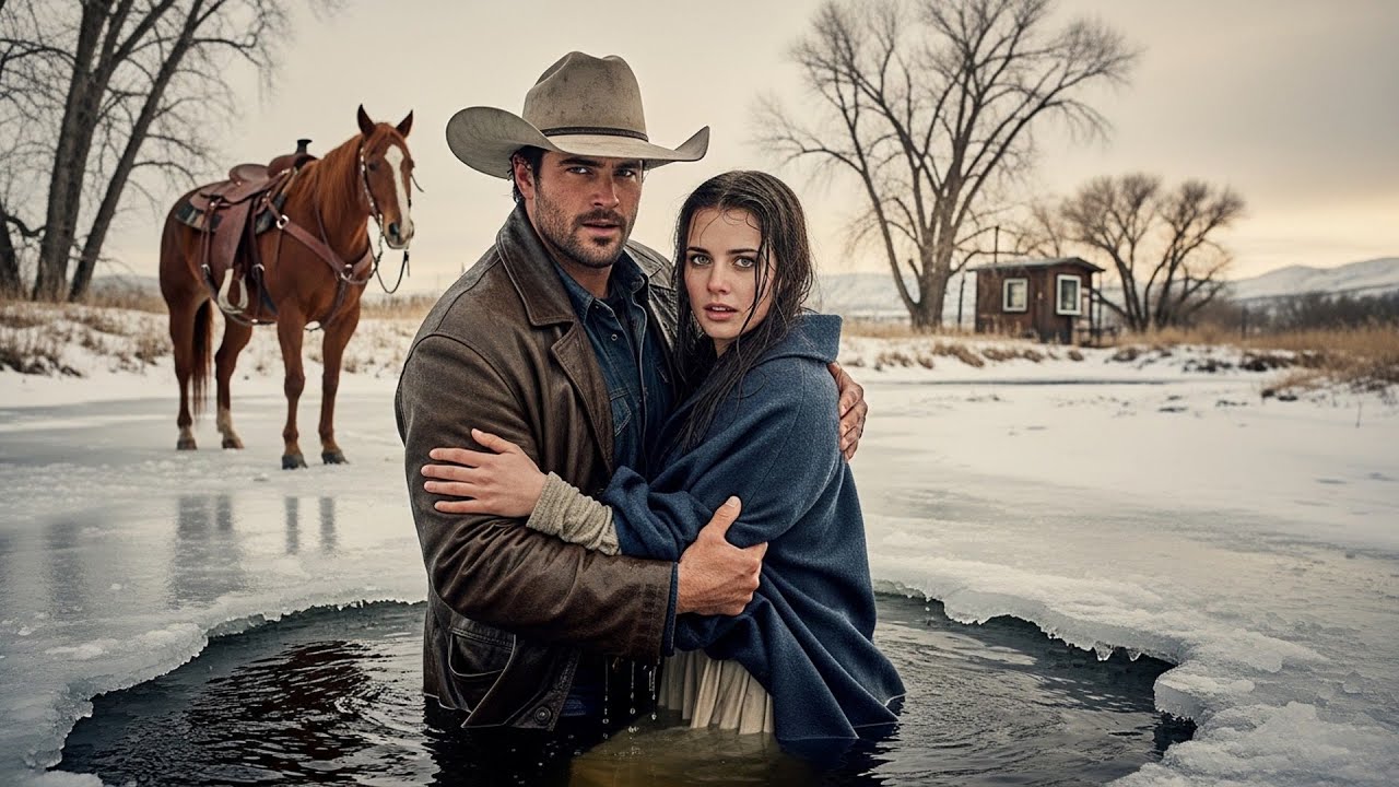 She Fell Through The Ice While Crossing The Creek, The Cowboy Jumped In Without A Second Thought