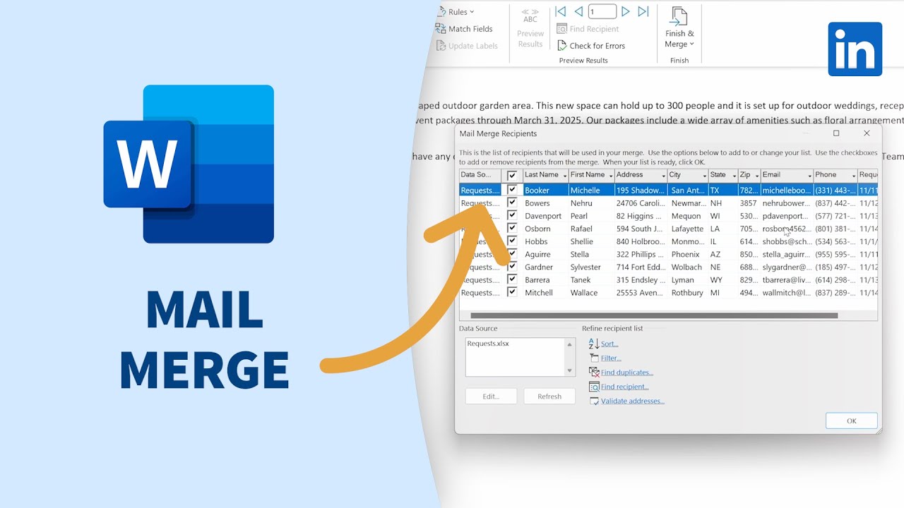 Word Tip - Using Mail Merge to personalize emails