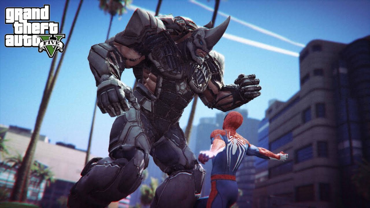 GTA 5 - Spider-Man PS4 VS Rhino