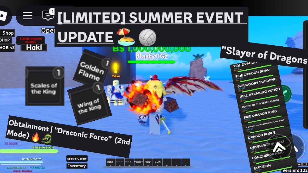 Summer Event 🏖️ [limited] (New BEST‼️ Support Style ‘Slayer of Dragons’’🐲⚔️) - AOPG roblox