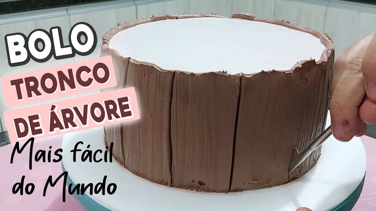 BOLO TRONCO DE ÁRVORE 🌲🌲 MAIS FÁCIL DO MUNDO / COM PINCEL / PARIS CAKE DESIGNER