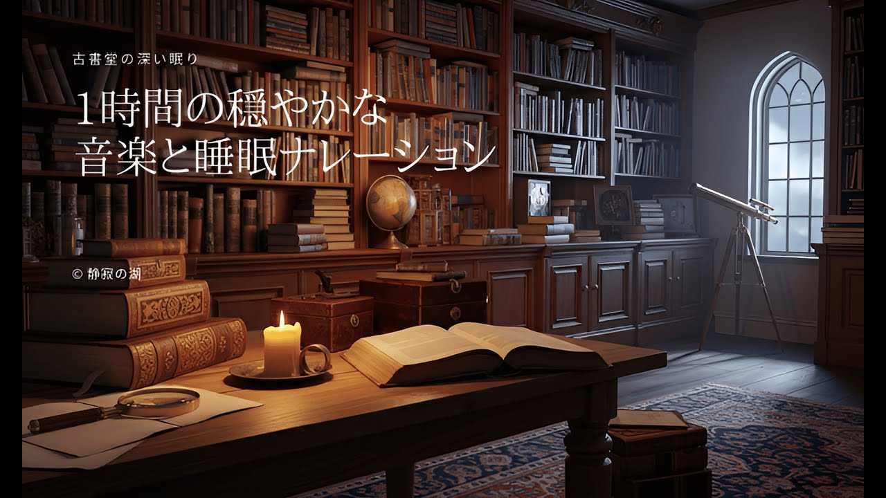 【1時間】眠れない夜に | 古書堂の深い眠り – 入眠ナレーション付き睡眠BGM | 不眠解消・自律神経を整える音楽