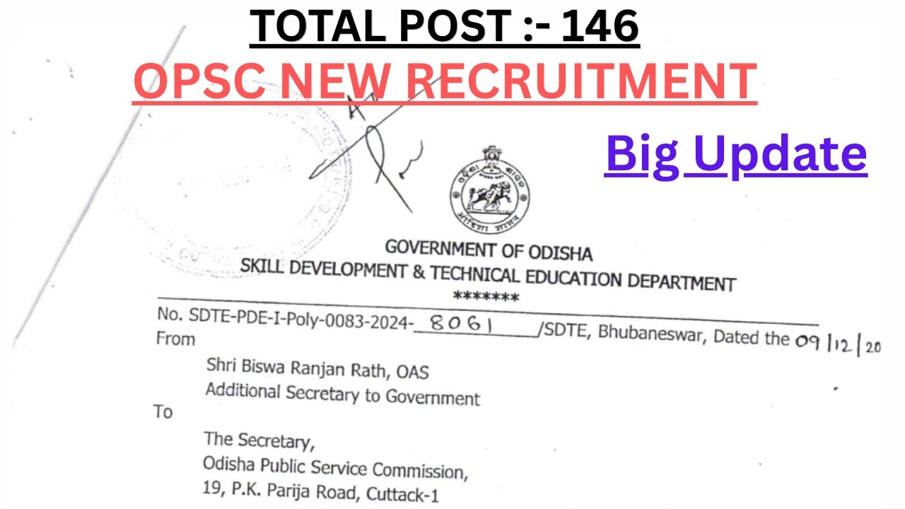 OPSC New Recruitment 146 Post//OPSC Upcoming Recruitment 2026//OPSC Upcoming Odisha Govt. Job 2026//