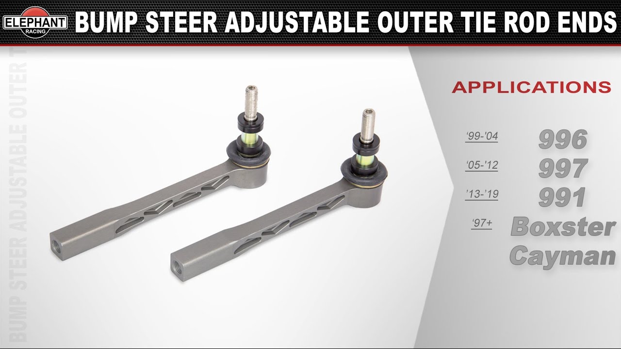 Bump Steer Adjustable Outer Tie Rod Ends for Porsche 996, 997, 991, Boxster & Cayman Elephant Racing