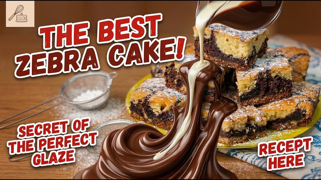 The Best ZEBRA CAKE! Easy Step-by-Step Recipe & Mirror Chocolate Glaze 🍰
