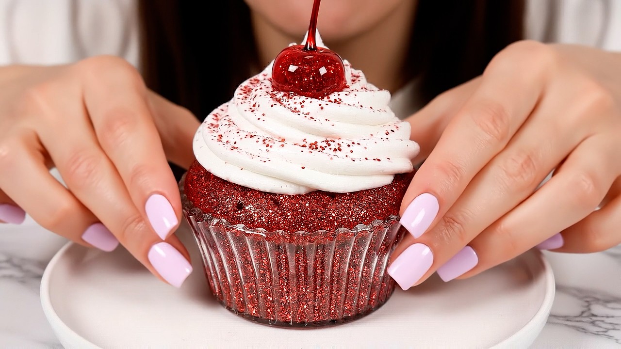 Delicious Cherry Cup Cake Made with Glass Satisfying ASMR Cooking