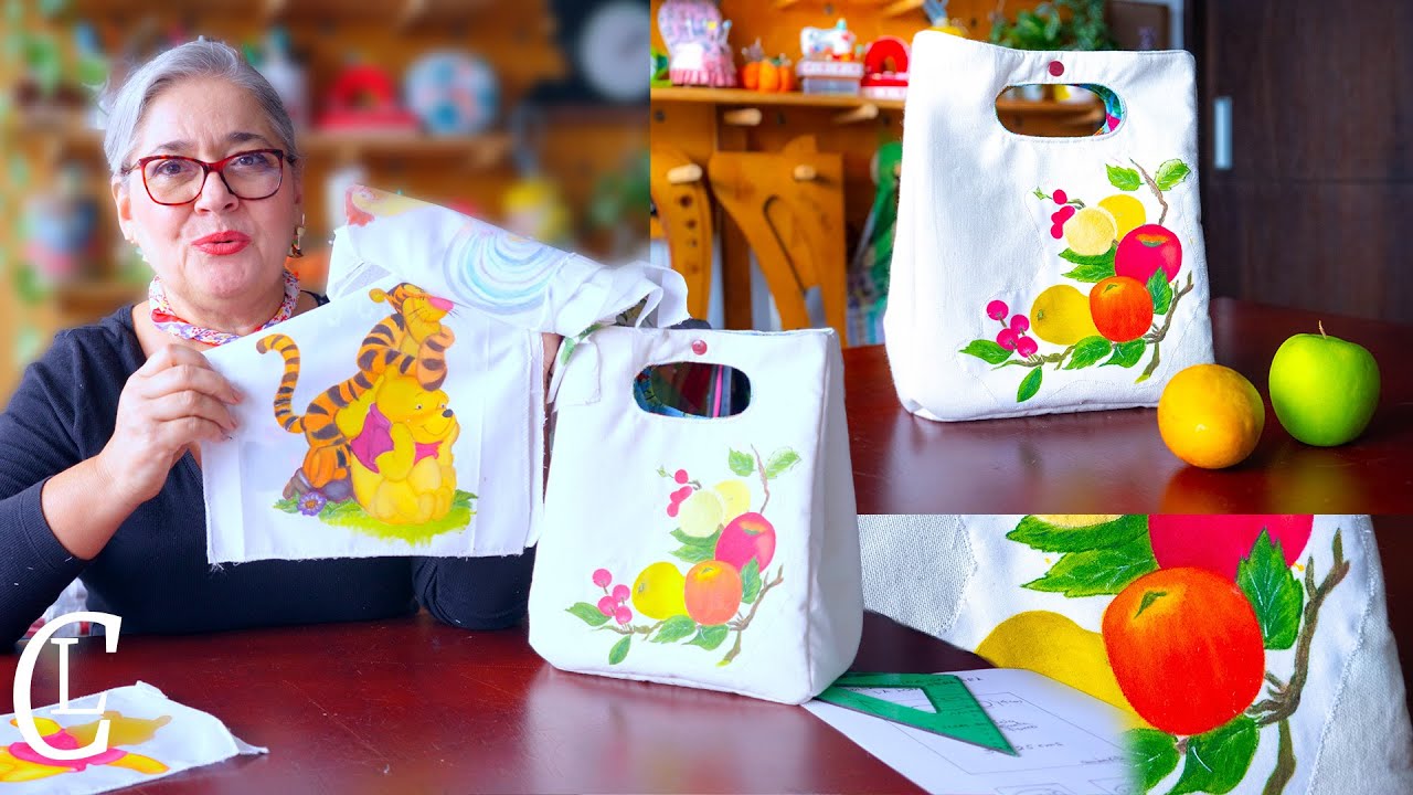 BOLSA PARA EL ALMUERZO hecho a mano/Un proyecto con historia EMOTIVA: Incluye una obra de mi mamá