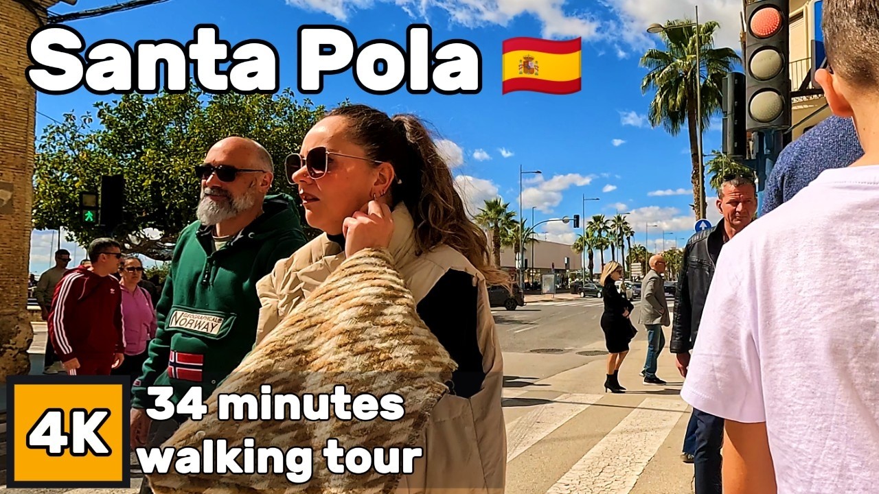 Santa Pola Beach & Promenade Walk 🇪🇸 Sunny March Sunday | Port, Levante & Castle [4K]