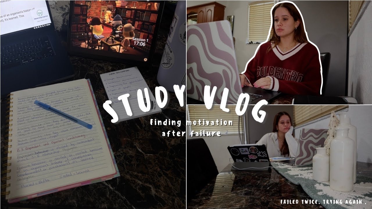 STUDY VLOG 🎧🌸| finding motivation after failing, pomodoro sessions, real talk