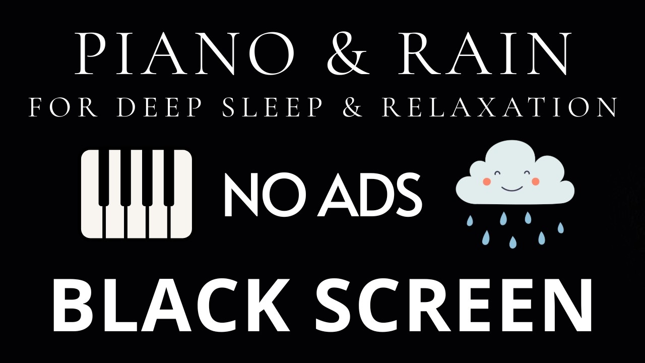 Relaxing Piano Music & Rain Sounds No Ads Live Stream | Black Screen for Deep Sleep & Relaxation