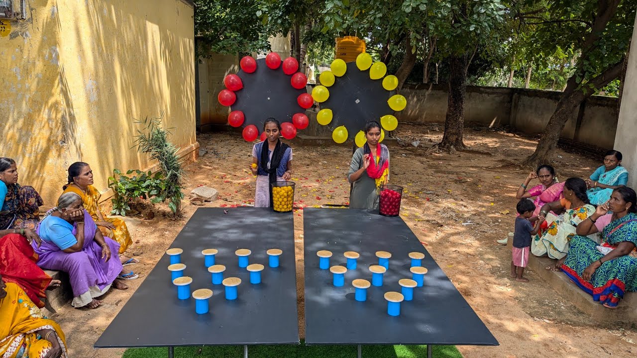 Stick ping pong balls to the targets and pop all balloons challenge|| Village Avengers