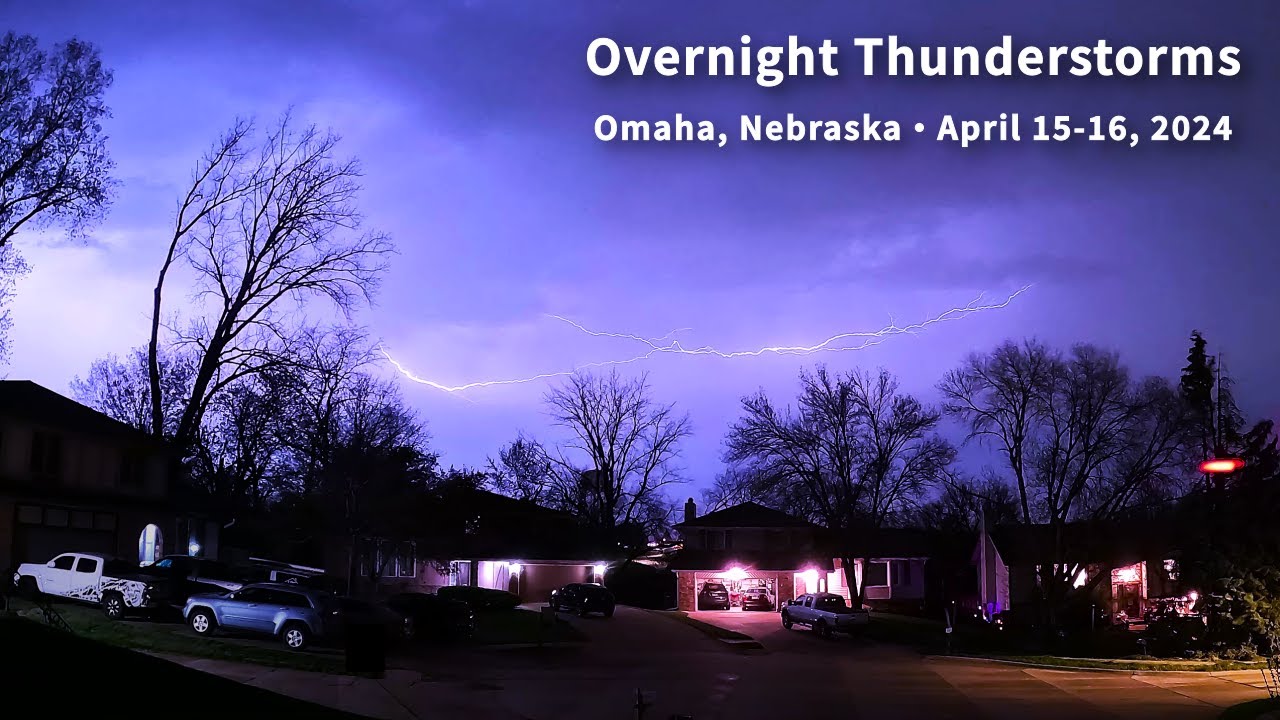 Time lapse video of warm front and thunderstorms in Nebraska, April 15-16, 2024