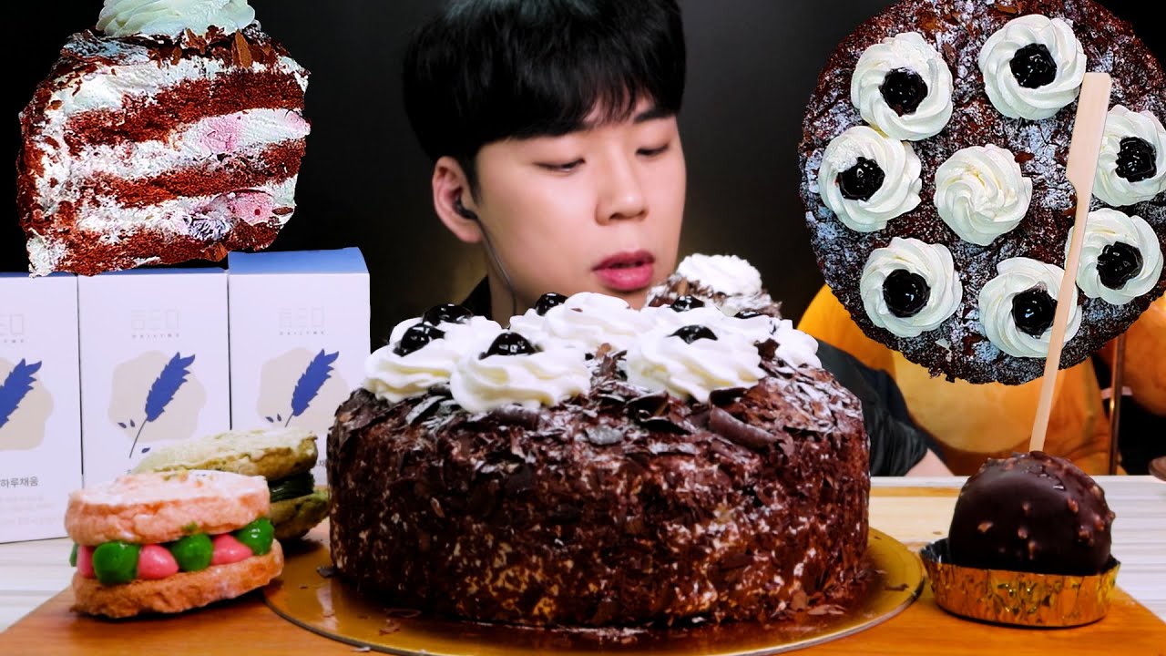ASMR🎂초코케이크 한판 먹방 디저트 리얼사운드 CHOCOLATE CAKE MUKBANG DESSERT REAL SOUND チョコレートケーキ
