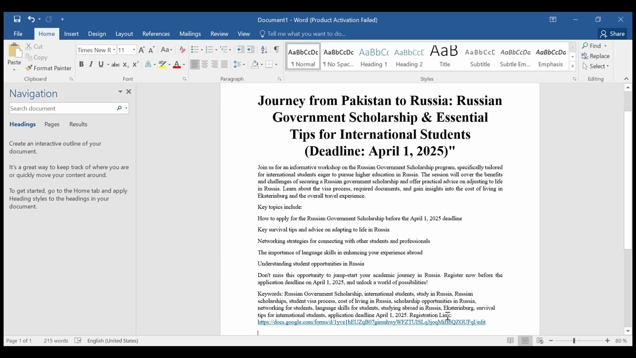 Russian Government Scholarship