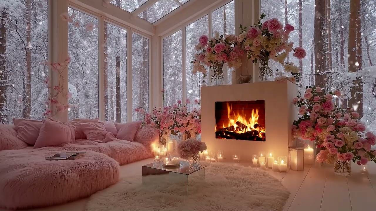 Last Snow Night — gentle snowfall fading, cold air outside, warm quiet glow within