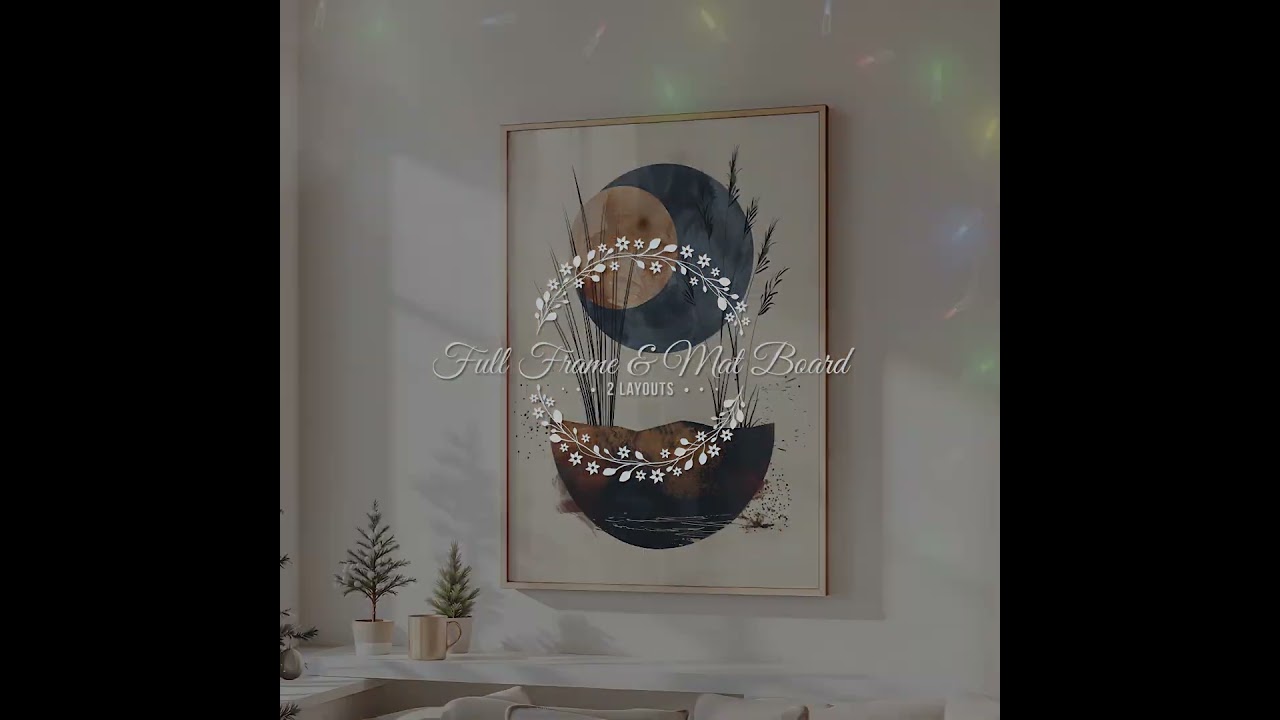 Gleaming Christmas: Thin Gold Frame Video Mockups for Festive Art!