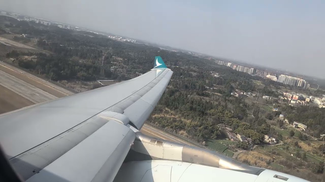 Cathay Pacific Airbus 330 taking off in Chengdu