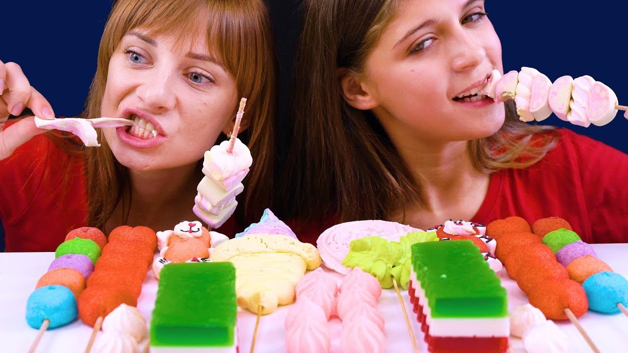 ASMR MARSHMALLOW PARTY CHALLENGE LIZ&LILIBU No Talking EATING SOUNDS