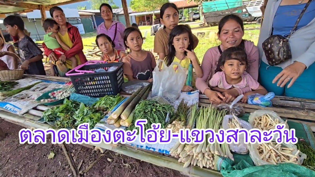 #เที่ยวลาวใต้ ตลาดชนเผ่า เด็กๆค้าขายช่วงปิดเทอม หน่อไม้เยอะมากๆเมืองตะโอ้ย #แขวงสาละวัน #สปปลาว #ลาว