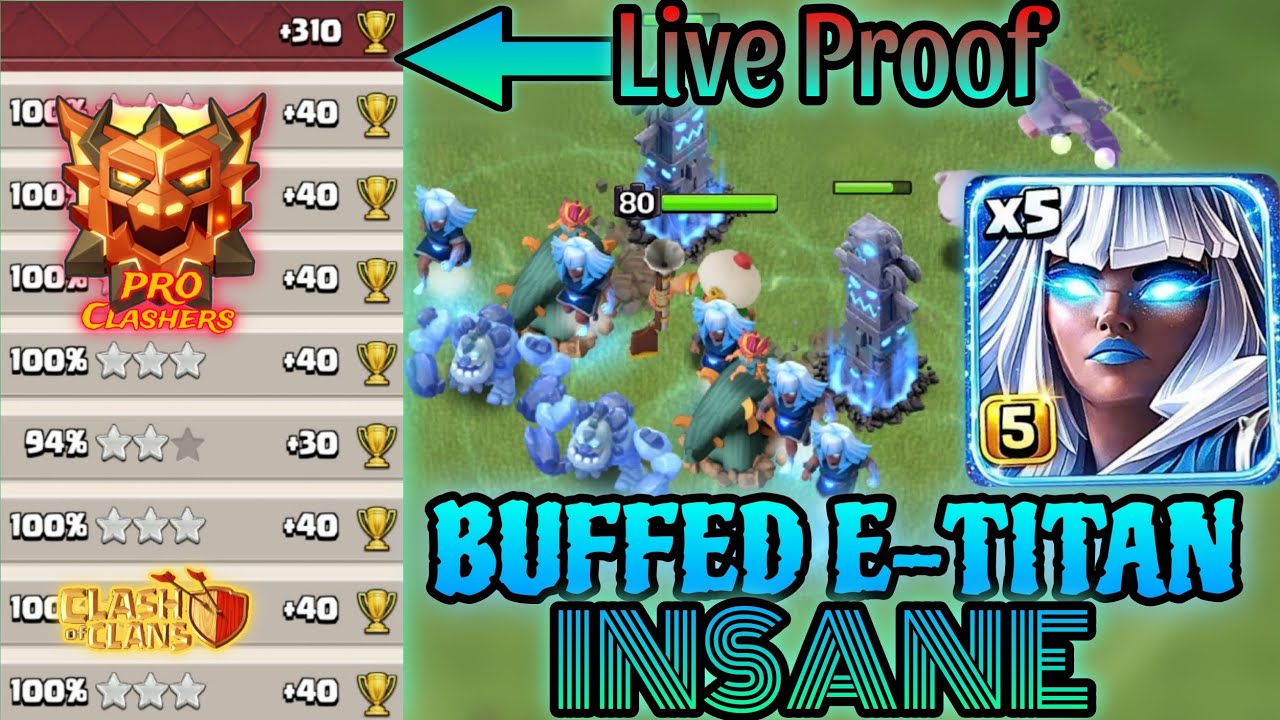 Buffed E-TITAN Just Didn't Die. Breaking Every Base In Legend League. RC Charge+E-TITAN+5 Ice Combo👇