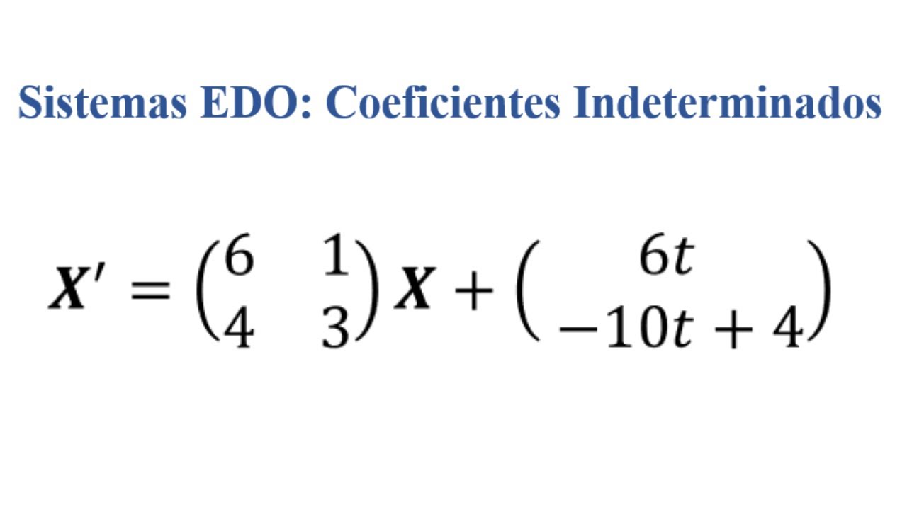 9. Sistemas lineales no homogéneo | Método Coeficiente indeterminado Ejercicio Resuelto