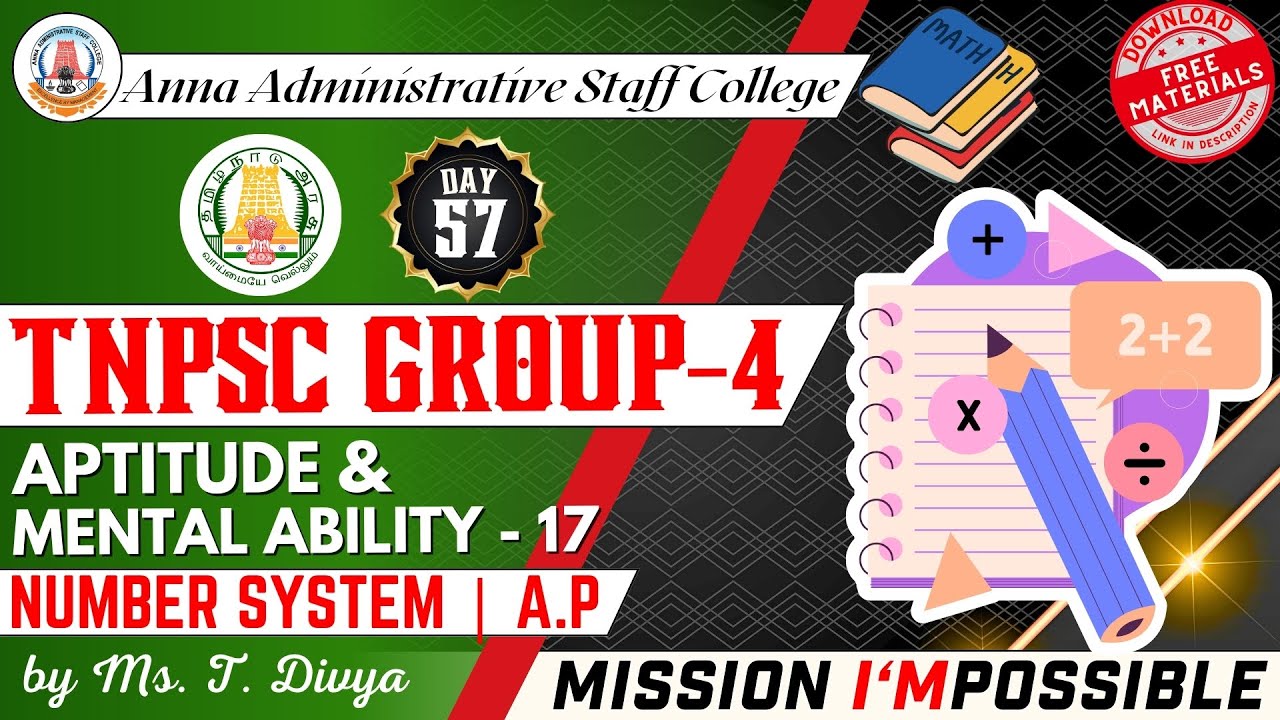 MISSION I'MPOSSIBLE | Day 57 | Aptitude & Mental Ability | Number System | A.P | Ms. T. Divya
