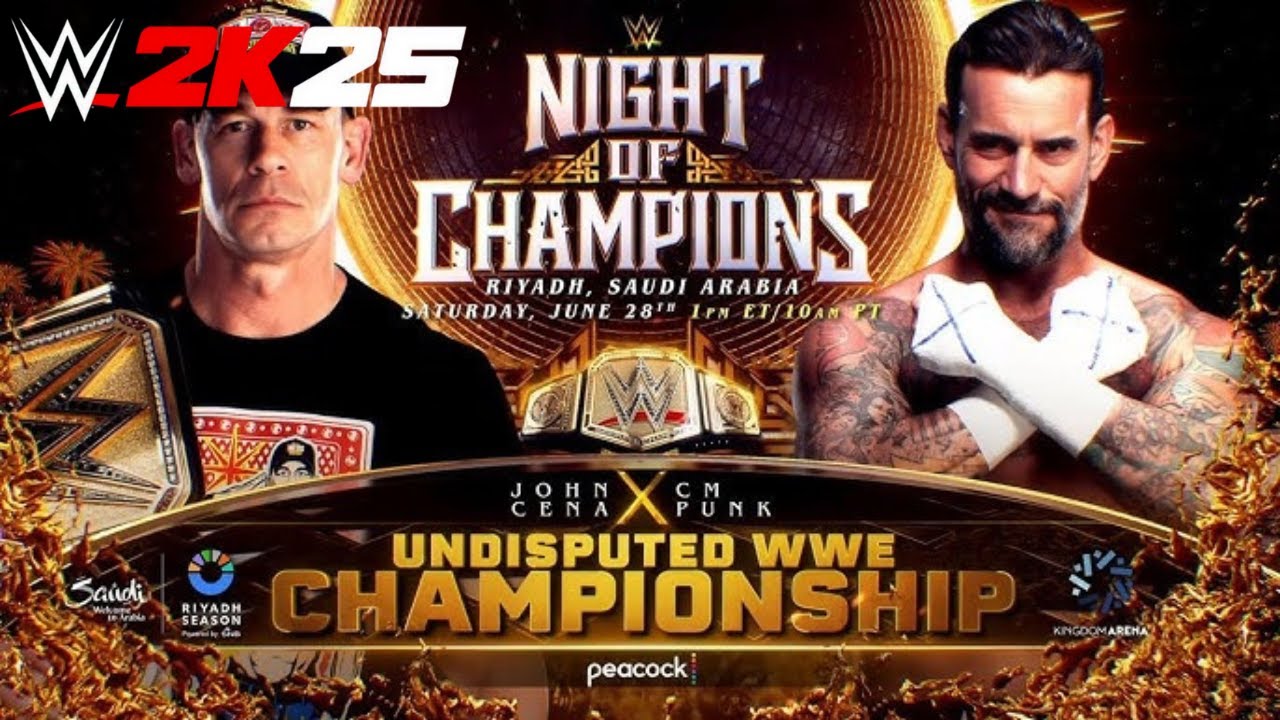 Night of Champions 2025 John Cena vs. CM Punk Undisputed WWE Title WWE 2K25 Gameplay