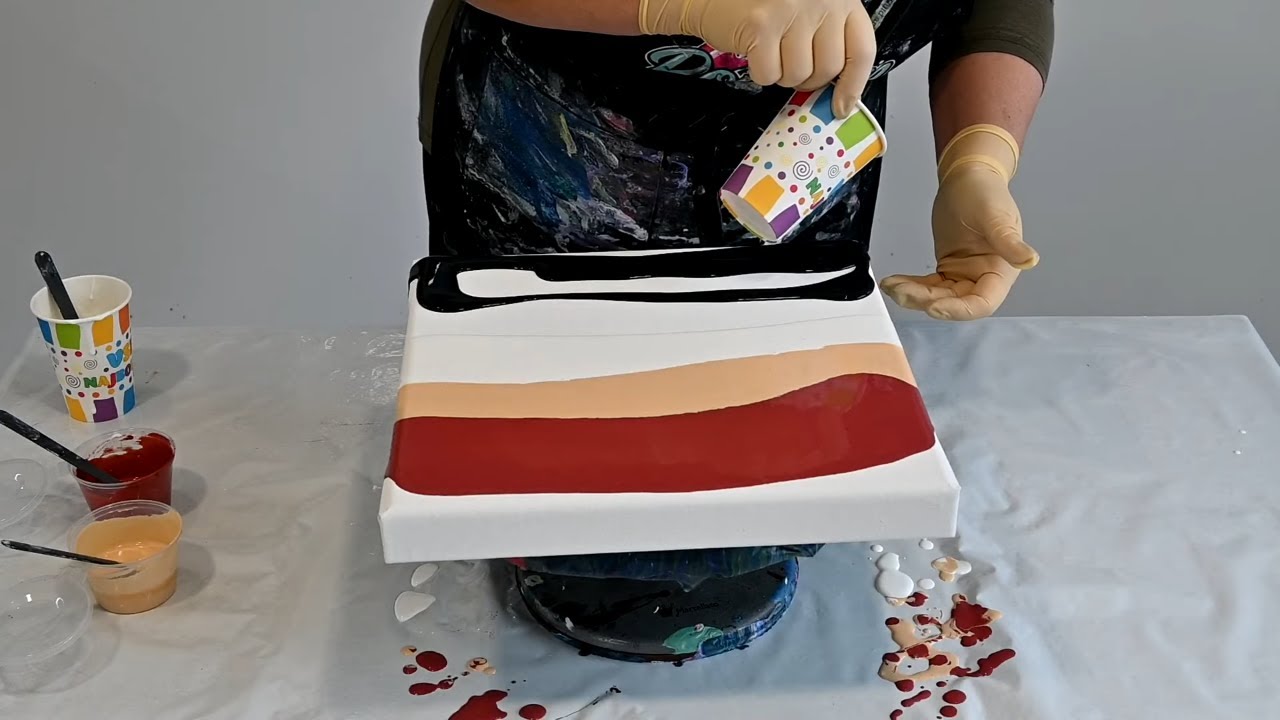 Mesmerizing Acrylic Pour Painting: Chain Pull Flowers and Pearls Experiment