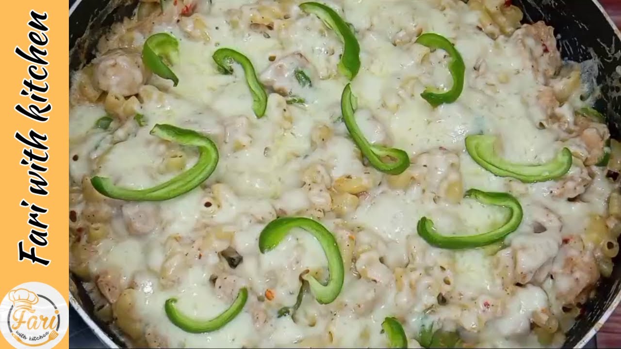 White Sauce Pasta Recipe by Fari with Kitchen | Creamy Pasta | Cheesy Pasta |  #recipe #yummy