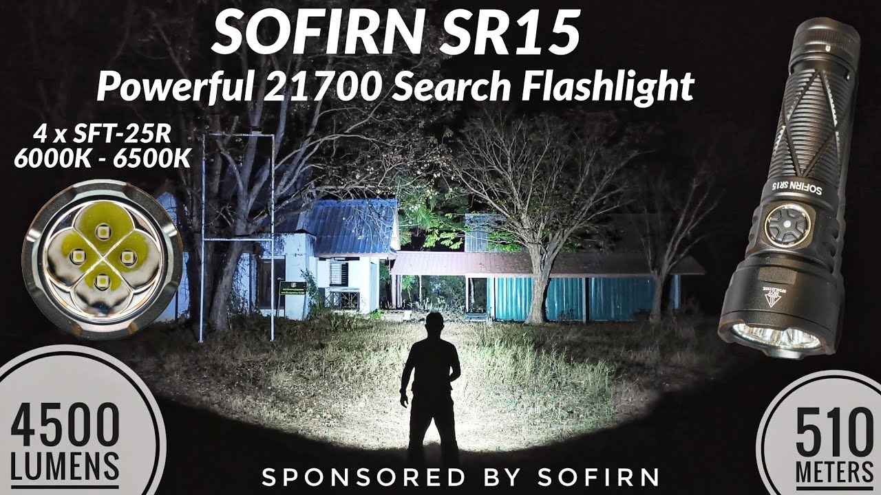 SOFIRN SR15 - Powerful 21700 Search Flashlight Review & Beamshots Comparison with IF25A