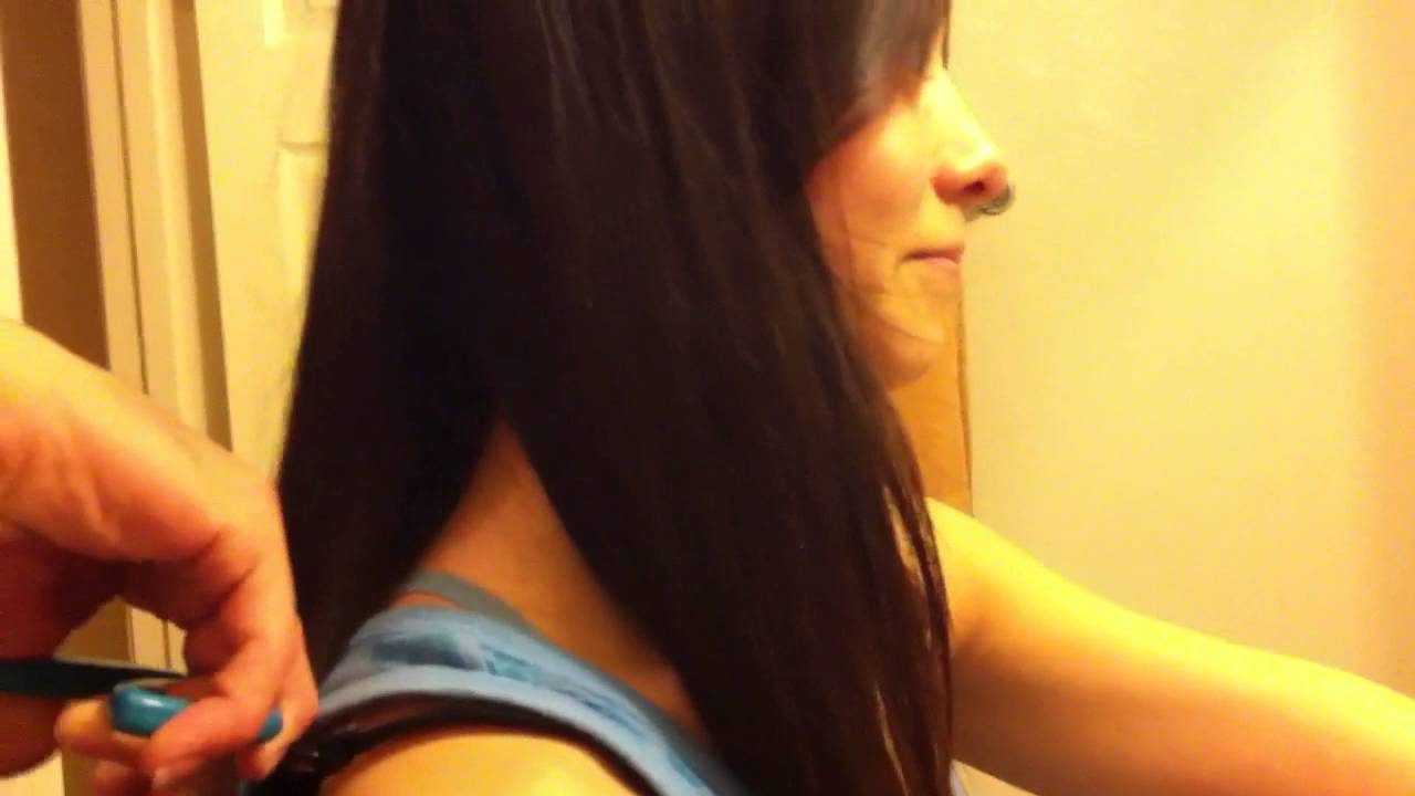 Sister getting her hair cut by brother (part 3)