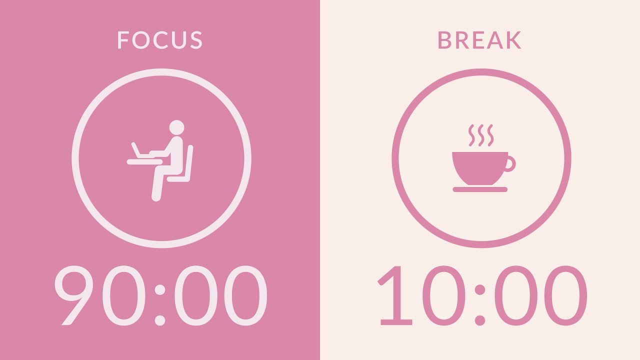 90/10 Pomodoro Timer with Pink Noise 🎧 5-Hour Study with Me for Deep Focus & ADHD ✨