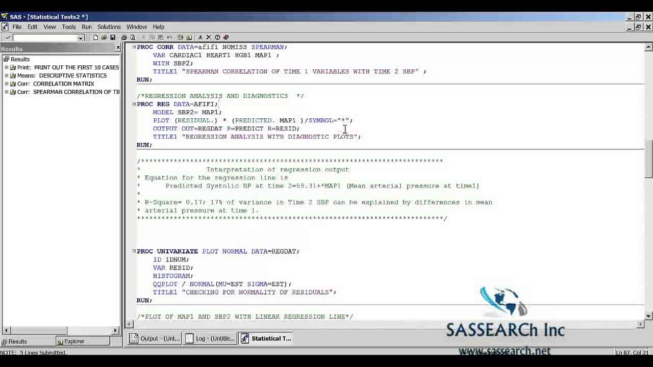 SAS Online Training - Statistics Tests in SAS